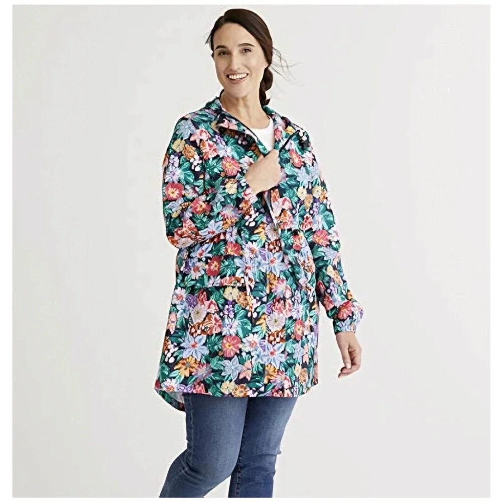 Vera Bradley Womens S Small Colorful Floral Water Resistant Raincoat Rain Jacket - Picture 5 of 16